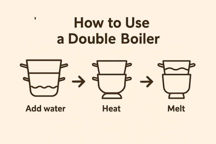 Double boiler setup with a heatproof bowl placed over a pot of simmering water for melting chocolate chips.