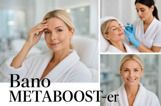 A woman smiling confidently after receiving a Botox treatment in a clean, bright aesthetic clinic, showing smooth skin and natural-looking results.