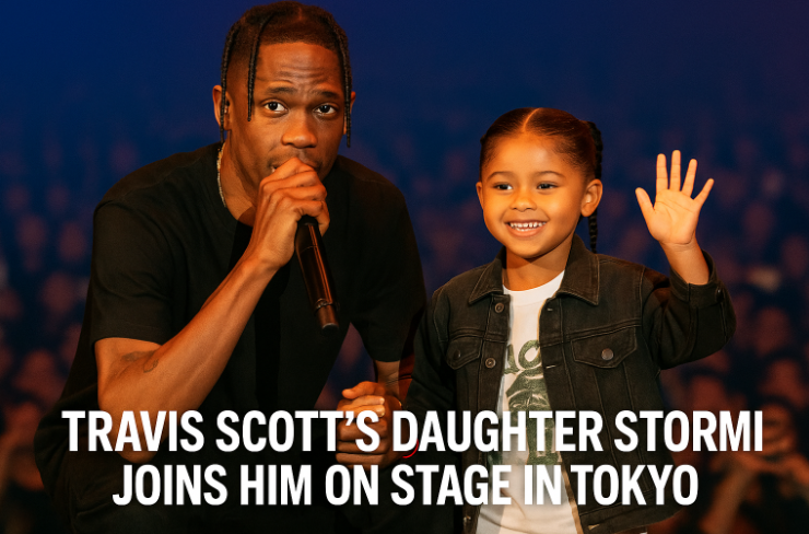 Travis Scott’s Daughter Stormi Joins Him On Stage in Tokyo, Delighting Fans Mid-Performance Travis Scott performs in Tokyo with his daughter Stormi Webster on stage.